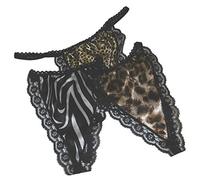 Three Shimmering Satin and lace G Strings Made in France Animal Prints Zebra Leopard Cheetah (XXL fits Hips 42"-44")