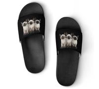 Three Siamese Cats with Blue Eyes Lightweight Shower Slippers Summer Non-Slip Sliders Sandals Comfortable House Shoes