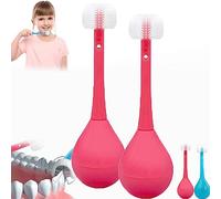 Three-Sided Children's Toothbrush,Three Sides Soft Silicone Brush Head Toothbrush, Cute Cartoon Creative Soft Toothbrush, Suitable for Children Aged 2-12 (2*Pink)