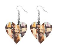 Three Silly Horses with Party Hats Cute Wooden Earrings for Women Dangling