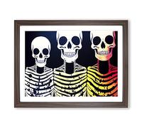 Three Skeletons Abstract Framed Print | A3 Walnut Framed Wall Art | Ready to Hang | Abstract Fantasy Picture | Living Room Bedroom Lounge Office