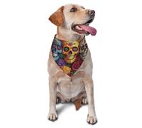 Three Skeletons And Flowers Printed Graphic Pet Triangle Scarf For Dogs & Cats, Adjustable Cute Pet Bandana For & Photo Shoots