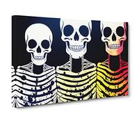 Three Skeletons Canvas Print | Gallery Wrapped 30mm Frame Wall Art | 30x20 inches | Ready to Hang | Abstract Picture | Living Room Bedroom Lounge Office
