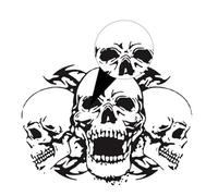 Three Skull Halloween Sticker Black PVC Hood Decal