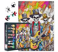 Three Skull Singers Jigsaw Puzzles - Skeleton Singer Play The Guitar, 50x70cm Challenging Puzzles for Adults, Puzzle Home Decor & Family Board Games