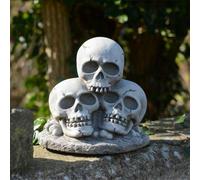 Three Skull Stone Cast Garden Ornament