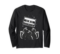 Three Skunk Howling Retro Cassette Space Long Sleeve T-Shirt