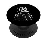 Three Skunks Howling At Movie Film Reel Moon PopSockets Adhesive PopGrip