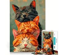 Three Sleeping Cats 1000 Pieces Puzzles for Teenagers Boost Recall Relaxing Fun Accurate Edge Thoughtful Gift (38x26cm)