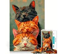 Three Sleeping Cats Jigsaw Puzzles 1000 Pieces for Teenagers Think Game Peaceful Time Quality Edge Perfect Present (50x75cm)