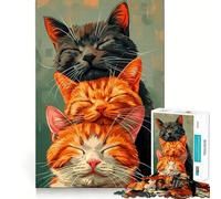 Three Sleeping Cats Jigsaw Puzzles for Teenagers 1000 Brain Workout Toy Simple Fun Image Assembly Cherished Gift (38x52cm)