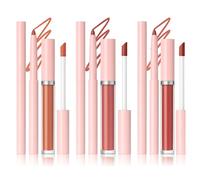Three Slim Retractable Lip Liners & Matte Liquid Lip Glosses Set in Nude Rose Terracotta - Hydrating Long-Lasting Smudge-Proof Lipstick Combo for Women Girls and Teens, Fine Tip Precision Makeup