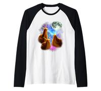 Three Snail Moon | 3 Mollusks Howling Weird Cursed Raglan Baseball Tee