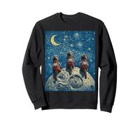 Three Space Cats on the Moon Stargazing Sweatshirt