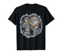 Three Space Dogs Howling at Full Moon Astronaut Galaxy T-Shirt