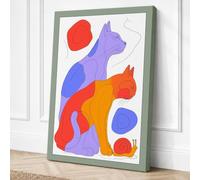 Three Stacked Cats Canvas Wall Art Print 30x20 Inch