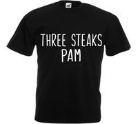 Three Steaks PAM Gavin and Stacey Nessa Wales Welsh Funny Novelty Premium T Shirt Present Gift Y576 Black