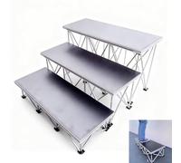 Three Storeys Portable Stage Staircase, 8" 16" 24" High Foldable Performances Stages Stand for School Auditoriums Concerts Restaurants Bars
