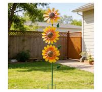 Three-Story Sunflower Spinners for Yard and Garden, 48 inch Kinetic Yard Sculpture 360° Wind with Kinetic, Yard Wind Spinners Ideal Lovely Gift for Family Friends