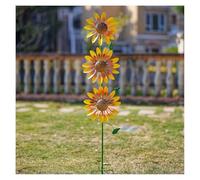 Three-Story Sunflower Wind Spinners, 48 inch Garden Decor Wind Spinners 3D Wind Powered, Wind Catcher for Yard, Garden, Lawn Decor