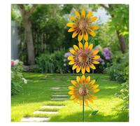 Three-Story Sunflower Wind Spinners Outdoor, 48 inch Large Wind Spinner 3D Wind Powered, Metal Windmill Decor Gifts for Family Friends