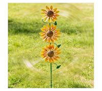 Three-Story Sunflower Wind Spinners Outdoor, 48 inch Lawn Spinners 360° Metal Windmill, Windspinners Decor Gifts for Family Friends