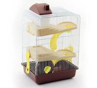 Three-story Villa-style Hamster Cage Wire With Feeding Bowl Running Wheel Slide Rail Toy Pet Accessories Room Hamster Travel Cage(Bruin)