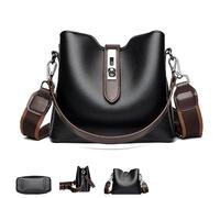 Three Straps Bucket Bag for Women,Stylish Crossbody & Shoulder Bag,PU Leather shoulder handbags Adjustable Strap (#C,Box)