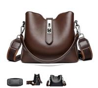 Three Straps Bucket Bag for Women,Stylish Crossbody & Shoulder Bag,PU Leather shoulder handbags Adjustable Strap (#A,Box)