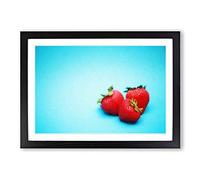 Three Strawberries by Framed Print | A2 Black Framed Wall Art | Ready to Hang | Modern Nature Picture | Living Room Bedroom Lounge Office