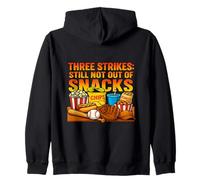 Three Strikes Still Not Out Of Snacks - Baseball Watching Zip Hoodie