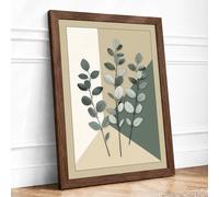 Three Studies Botanical Framed Wall Art Print A3 (42×29.7cm) Walnut, Wall Decor for Living Room, Bedroom, Office & Home, Ready to Hang, Art Gift