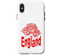Three Stylized Roses Red Linework England Case for iPhone X/XS