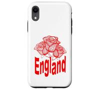 Three Stylized Roses Red Linework England Case for iPhone XR