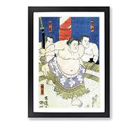 Three Sumo Wrestlers by Utagawa Kunisada Framed Print | A2 Black Framed Wall Art | Ready to Hang | Modern Nature Picture | Living Room Bedroom Lounge Office