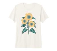Three Sunflowers Botanical Line Art Design Premium T-Shirt
