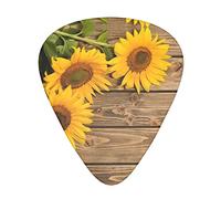 Three Sunflowers on Wooden Advanced guitar pick 12 pieces Three thicknesses for bass, electric guitar, acoustic guitar bag