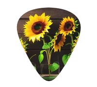 Three Sunflowers On Wooden Guitar Picks Set-Premium Abs Material,Various Thicknesses-Enhance Your Playing Experience