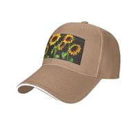 Three Sunflowers on Wooden Print Adjustable Size Sandwich Baseball Cap Breathable Unisex Casual Hat Daily Use Sport Natural
