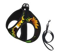 Three Sunflowers On Wooden Print Dog Harness,Pet Leash Vest For Small To Medium Dogs,Perfect For Outdoor Adventures