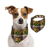 Three Sunflowers On Wooden Print Pet Cotton Double Sided Scarf Soft Stylish Winter Wear For Dogs Cats Pets Accessory
