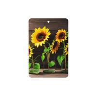 Three Sunflowers On Wooden Printing 10 Pcs Car Air Freshener Hanging Sheets Scented Hanging Sheets With Rope For Home
