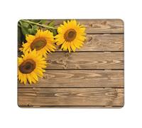 Three Sunflowers On Wooden Printing Large Gaming Mouse Pad, Computer Keyboard Mouse Mat Desk Pad For Gaming Rooms, Home Offices