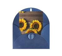 Three Sunflowers On Wooden Printing Notecards With Envelopes,Vertical Love Buckle Blank Pearl Paper Packaging Holiday Greeting
