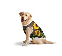 Three Sunflowers On Wooden Soft Cotton T-Shirt Vest For Large Dogs, Print Pet Clothes Breathable Pet Pullover Tee Sleeveless Sweatshirt (3xl-5xl)