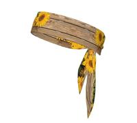Three Sunflowers on Wooden Sports Head Tie - Dry Head Tie - Unisex Sweatband - Ideal for Running, Football, Tennis