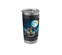 Three T-Rex Dinosaurs Howl at Moon 3 Howling Dinosaurs Stainless Steel Insulated Tumbler