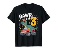 Three T Rex Rawr I'm 3 Dino Birthday Three Year Old T-Shirt