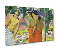 Three Tahitian Women By Paul Gauguin Canvas Print | Gallery Wrapped 30mm Frame Wall Art | 24x16 inches | Ready to Hang | Impressionist People Picture | Living Room Bedroom Lounge Office