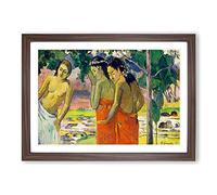 Three Tahitian Women by Paul Gauguin Framed Print | A2 Walnut Framed Wall Art | Ready to Hang | Modern Nature Picture | Living Room Bedroom Lounge Office